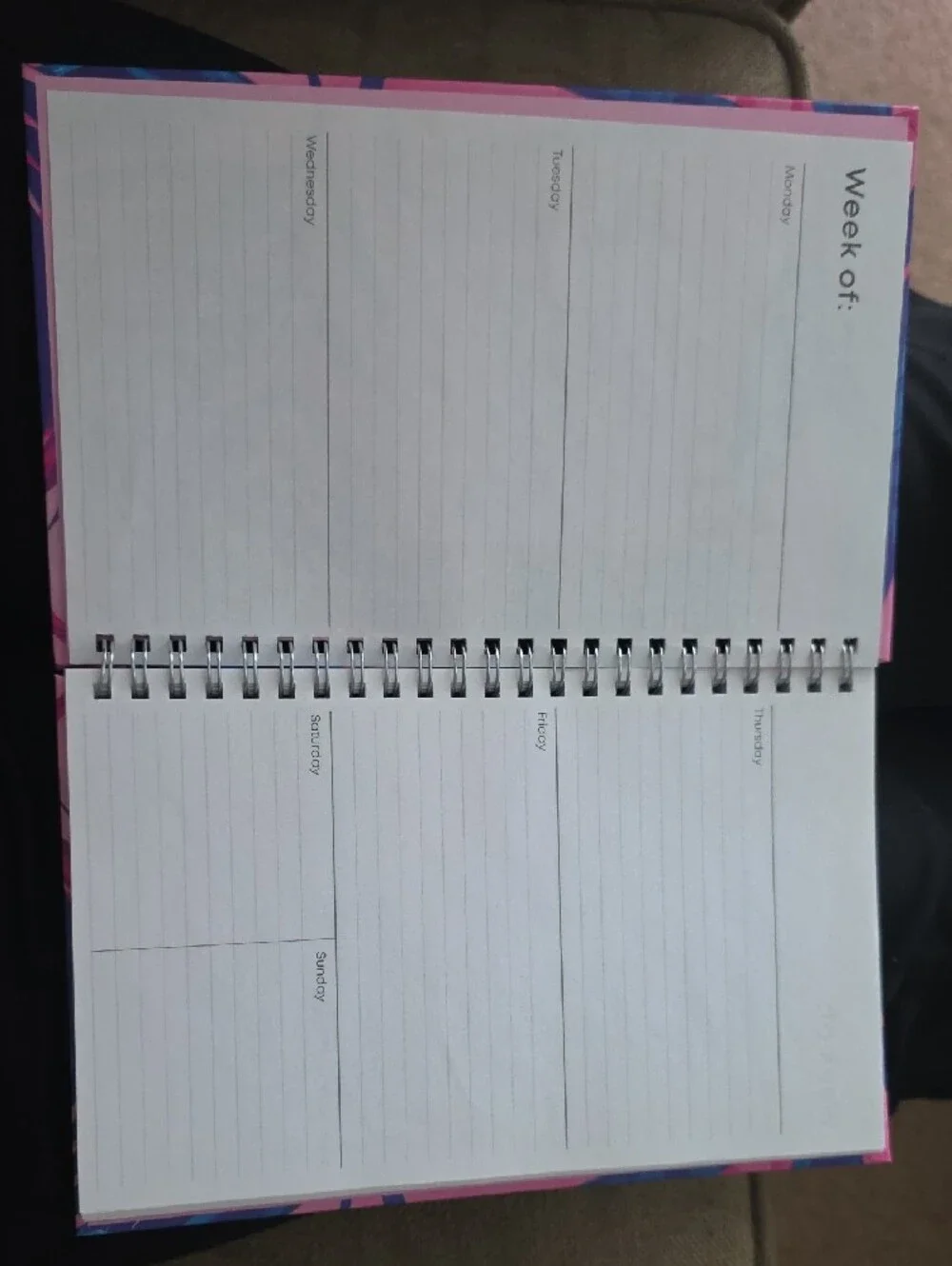 Non-Dated Weekly Planning Calendar - Pink & Blue Tropical Cover